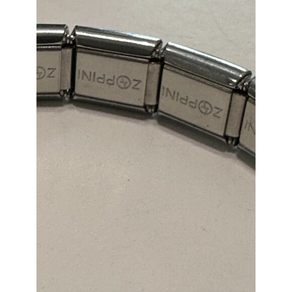Zoppini  Italian Charm Bracelet Link Stainless Steel Diamond Design 6” - Picture 5 of 5